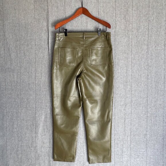 Aritzia Wilfred Melina Bough Green High-waisted Vegan Leather Pants Plus Size 16 - Picture 6 of 10
